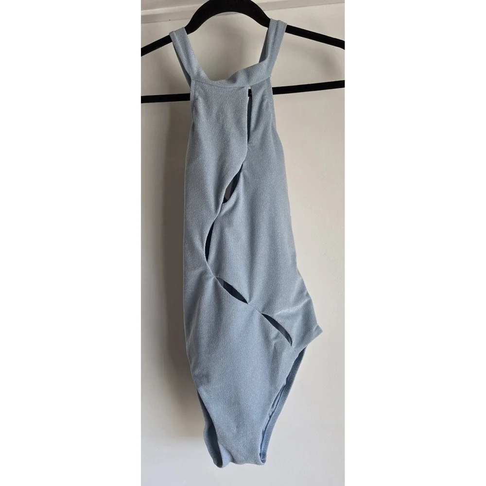 Sanctuary Women S Blue One Piece Swimsuit Solid Sleeveless Swim Bathing Suit
